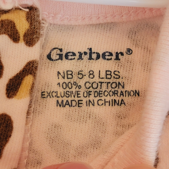 GERBER ♡ Precious Sweet Baby Girl Pink|Brown|Tan 2pc Leopard Print Outfit NB|3M - Picture 10 of 17